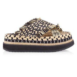 Farm Rio Black Wedge Platform Sandal, Size 7 (NWT)